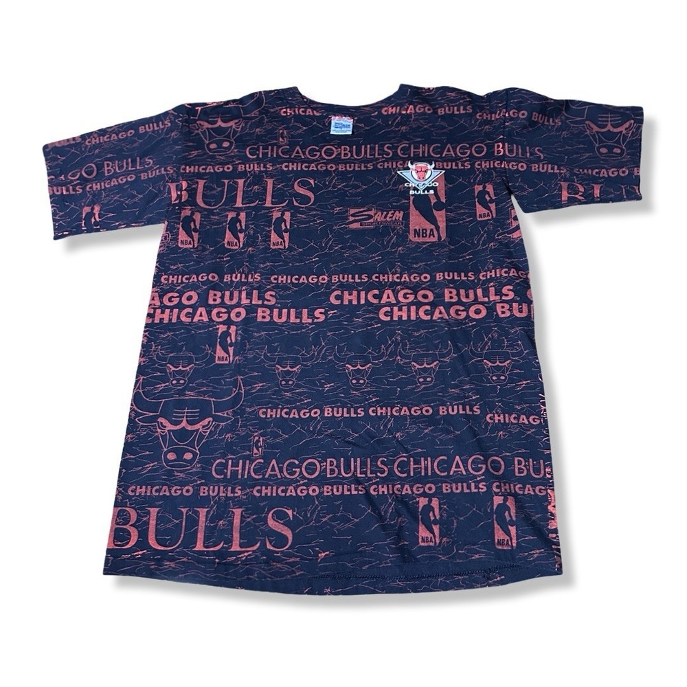Vintage Chicago Bulls Shirt Large Salem NBA Basketball All Over Print 90s AOP
